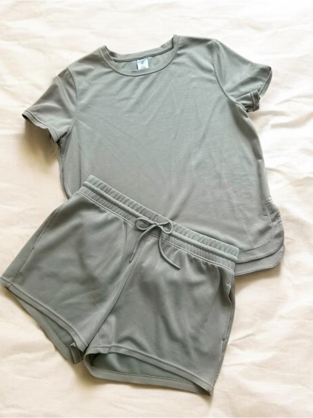 Women's Short Sleeve lounge Set in neutral tan